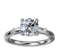 Tapered Baguette Diamond Engagement Ring in 18k White Gold (1/6 ct. tw.)